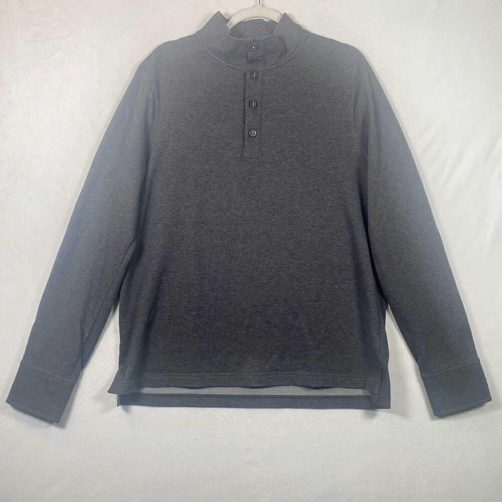 Rhone Gray Pullover Henley Style 100487 Men’s Medium Cotton Wool Blend